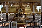 Myanmar - Mandalay, Kuthodaw Pagoda. 729 white pitaka pagodas contain the Tipitaka, the sacred texts of Theravada Buddhism. 